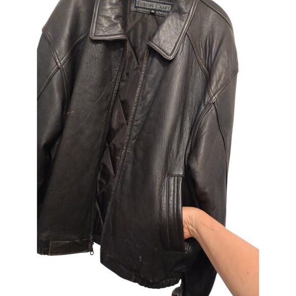 Vintage Brown Leather Jacket Top Gun Sz XL Tom Cruise  Oversized Moto Aviator - Picture 4 of 16